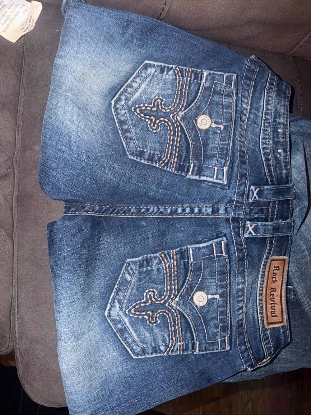 Rock Revival Women's Dark Blue Embroidered Pocket Bootcut Jeans
